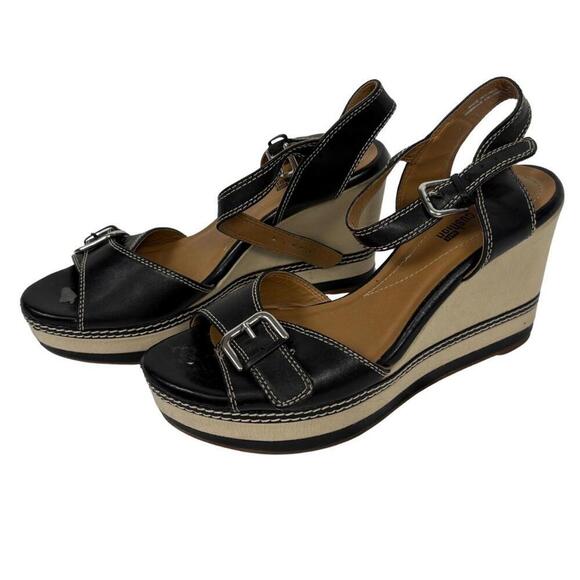 Clarks Zia Black Strappy Wedges Size 9 - Picture 1 of 9
